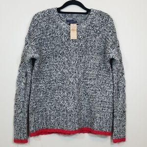American Eagle Gray/Red Knit Crewneck Sweater  NWT